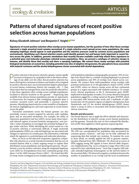 Patterns of shared signatures of recent positive selection across .